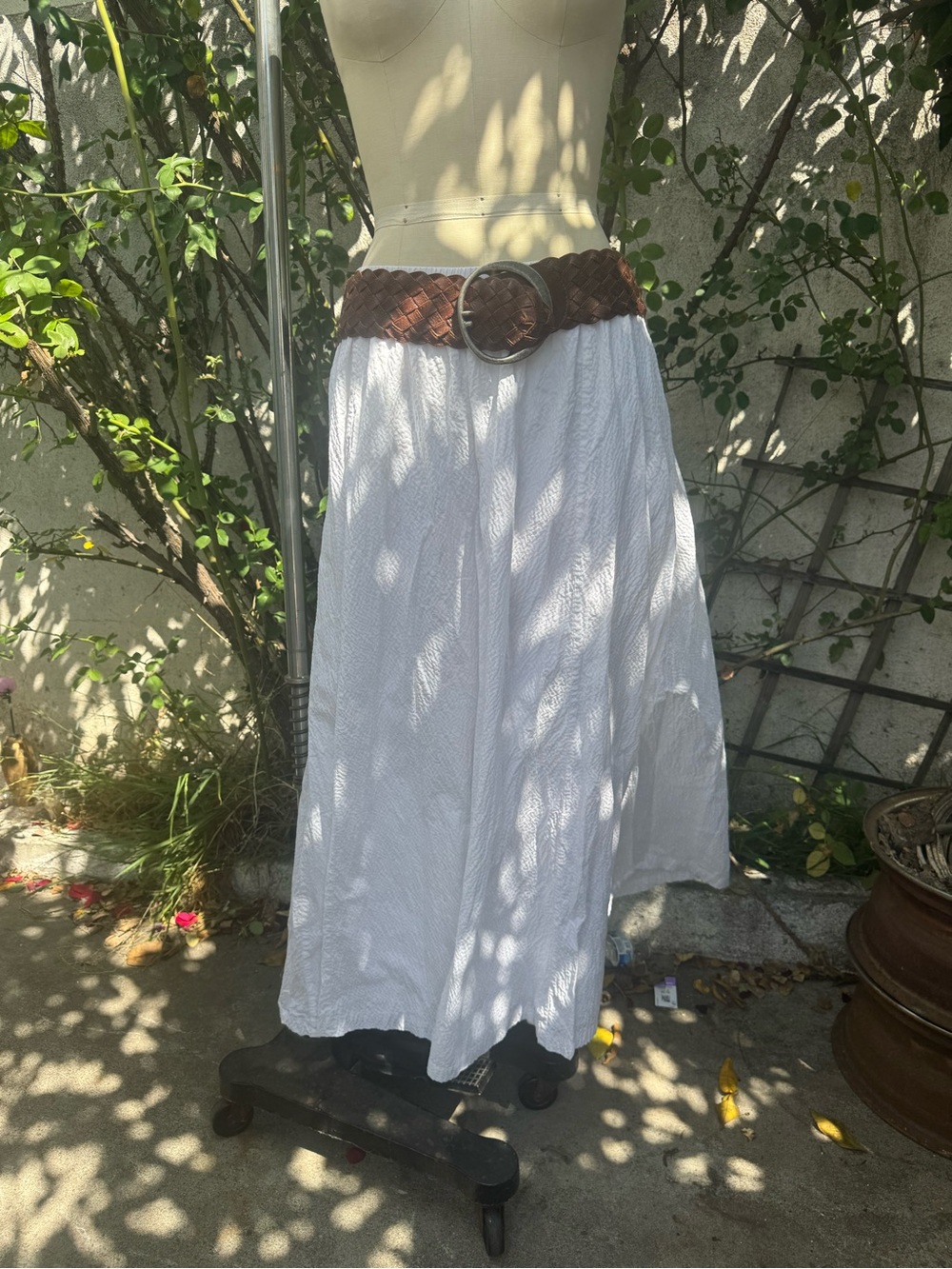 Classic White Midi Skirt with Textured Fabric